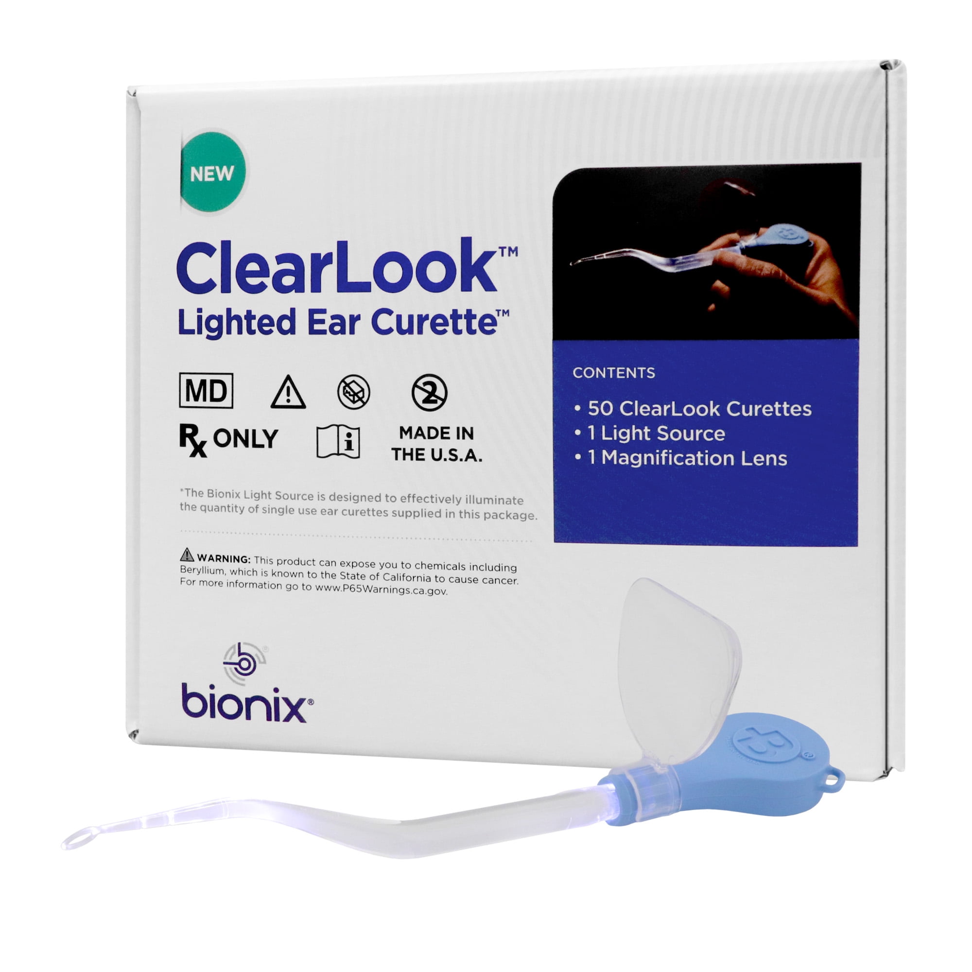Bionix ClearLook Lighted FlexLoop Ear Curette Tool, Earwax Removal