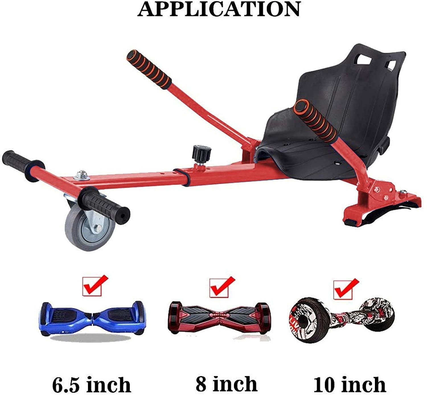 HoverTech 1 Go Cart Adjustable Seat Attachment for 6.5" Hover-Board Buggy - Red