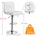 thumbnail image 5 of SMILE MART Adjustable Armless Modern Faux Leather Swivel Bar Stools, Set of 2, White, 5 of 7