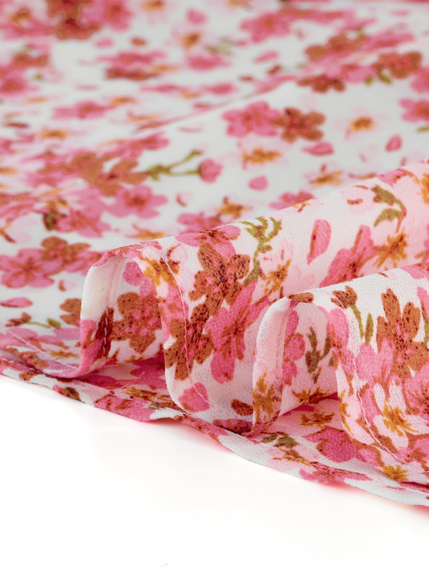 DARING DIVA Women's Elastic Waist A-Line Layered Ruffle Floral Mini Skirt L Pink