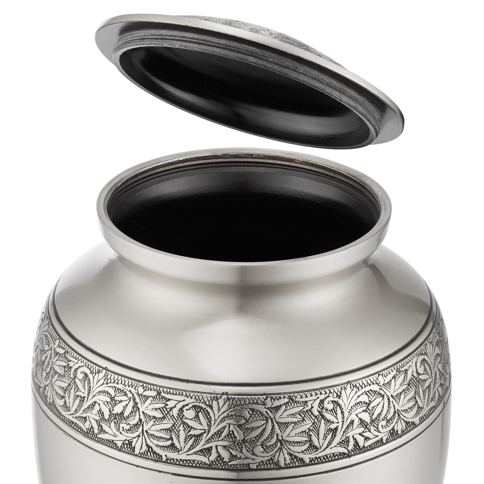 Reminded Cremation Memorial Urn for Human Ashes, Silver Adult Brass Funeral Urn with Velvet Bag