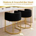 thumbnail image 3 of FANCROU 26" H Counter Height Bar Stools Set of 2, Fabric Barrel Stools with Back and Arms, Black-Golden Leg, 3 of 11