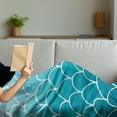 thumbnail image 3 of Aqua Ombre Soft Flannel Fleece Throw Blanket, Fish Scale Design Squama with Blue Color Palette Mermaid Tail, Cozy Plush for Indoor and Outdoor Use, 50" x 70", Sea Blue Aqua and White, by Ambesonne, 3 of 5