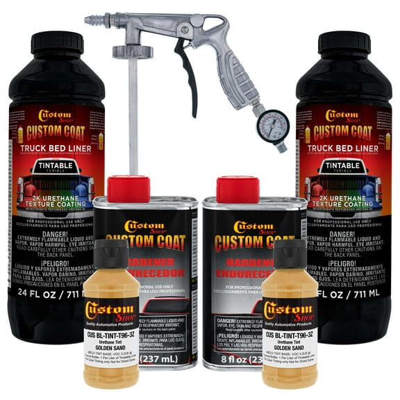 Custom Coat 30266 Golden Sand T96 Urethane Spray-On Truck Bed Liner, 2 Quart Kit with Spray Gun