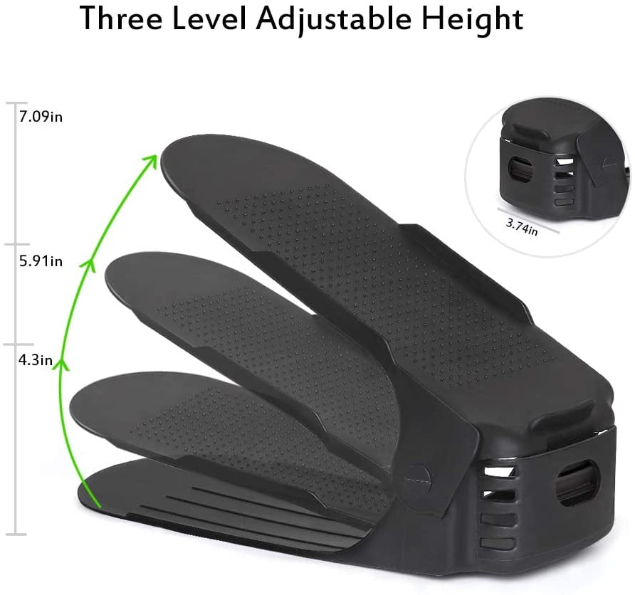 Double Deck Shoe Rack Holder for Closet Organization 10-Pack Adjustable Shoe Stacker Space Saver White AQUAPRO Shoe Slots Organizer
