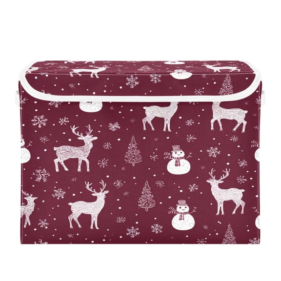 Storage Box With Lid 16.5x12.6x11.8In Foldable Stacked Household Storage Box Cute Christmas Elements