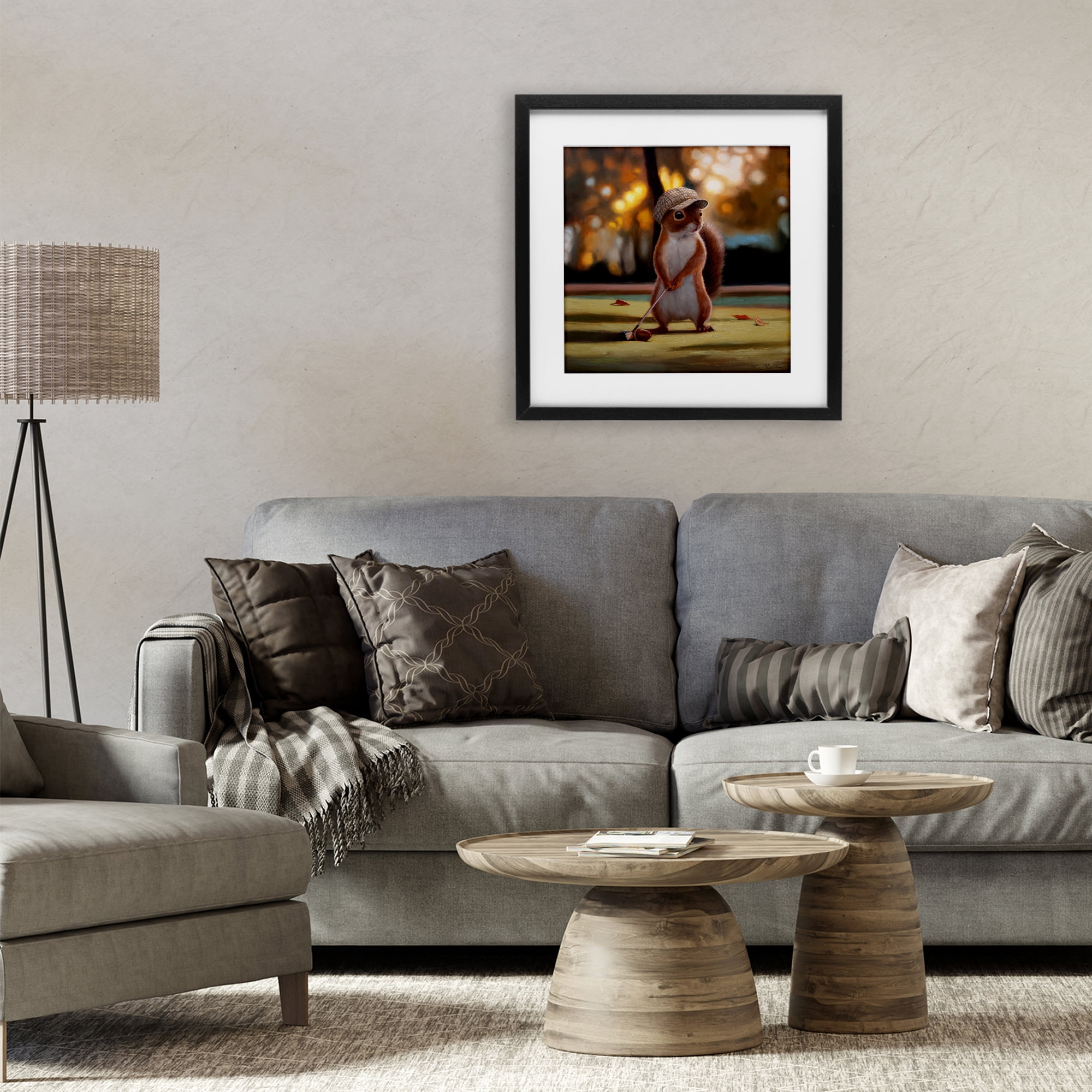 Stupell Industries Golf Nut Squirrel Black Framed Print Under Glass, design by Lucia Heffernan