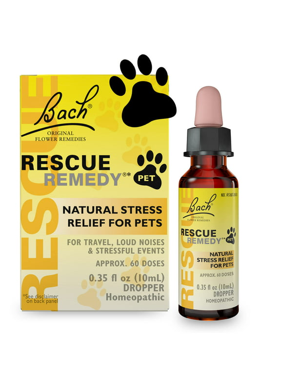 Bach RESCUE REMEDY PET Dropper 10mL, Natural Stress Relief, Calming for Dogs, Cats, & Other Pets, Homeopathic Flower Essence, Thunder, Fireworks, Travel, Separation, Sedative-Free