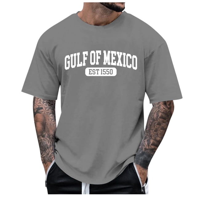 Camiseta minimalista europea de manga corta con estampado de letras para hombre - Prenda deportiva informal y holgada con cuello redondo