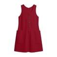 thumbnail image 5 of QUNYINEY Summer Womens Sundresses Cotton Linen Midi Red Sleeveless Tank Dress Casual Loose Fit with Pockets Button Crew Neck Dresses, 5 of 8