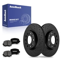 AutoShack 10.94" (278 mm) Rear Solid Drilled & Slotted Brake Rotors E-Coated   Premium Ceramic Brake Pads | Replacement for 2014-2021 Jeep Cherokee | Black Finish | 6-PC Brake Kit | NightGuard