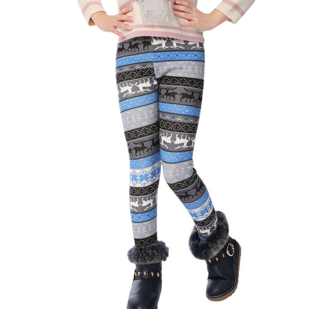 Kids Girl Winter Warm Thick Leggings Fleece Lined Children Trousers Pants 12M-9Y 