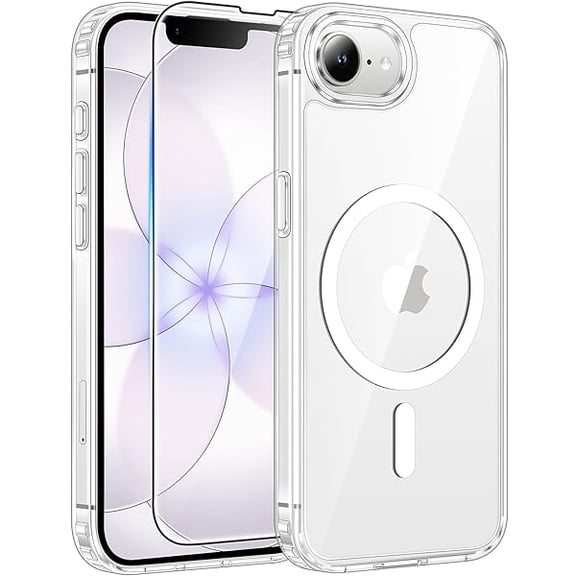 Eryueer for iPhone 17e Case: iPhone 16e Phone Case[Compatible with Magsafe] [Screen Protector] Anti Yellowing Transparent Clear Magnetic Phone Cover - Military Grade Shockproof Cases - Clear