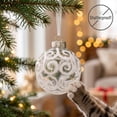 thumbnail image 5 of Sleetly White Swirl Christmas Ball Ornaments – 3.15” Shatterproof Decorations for Holiday Xmas Tree Decor, 12-Pack, 5 of 9