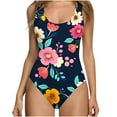 thumbnail image 2 of Nuoqisi One Piece Swimsuit Tummy Control Bathing Suit for Women Print Slimming Swim Suit Modest Push Up Swimwear, 2 of 4