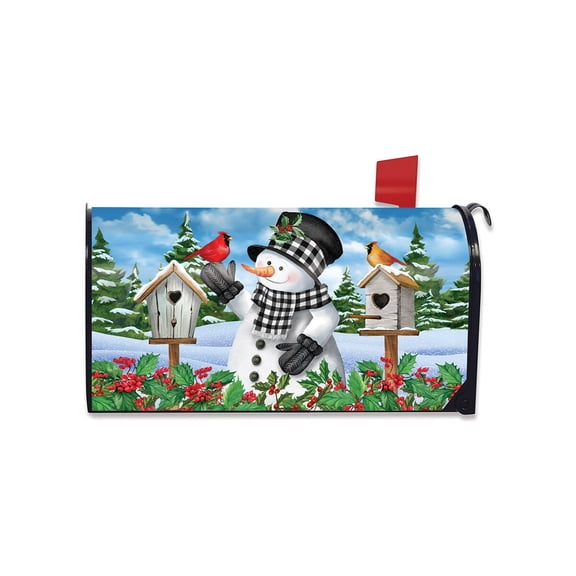 Briarwood Lane Winter Mailbox Cover - Oversized - Checkered Snowman Oversized For Winter Mailbox Cover
