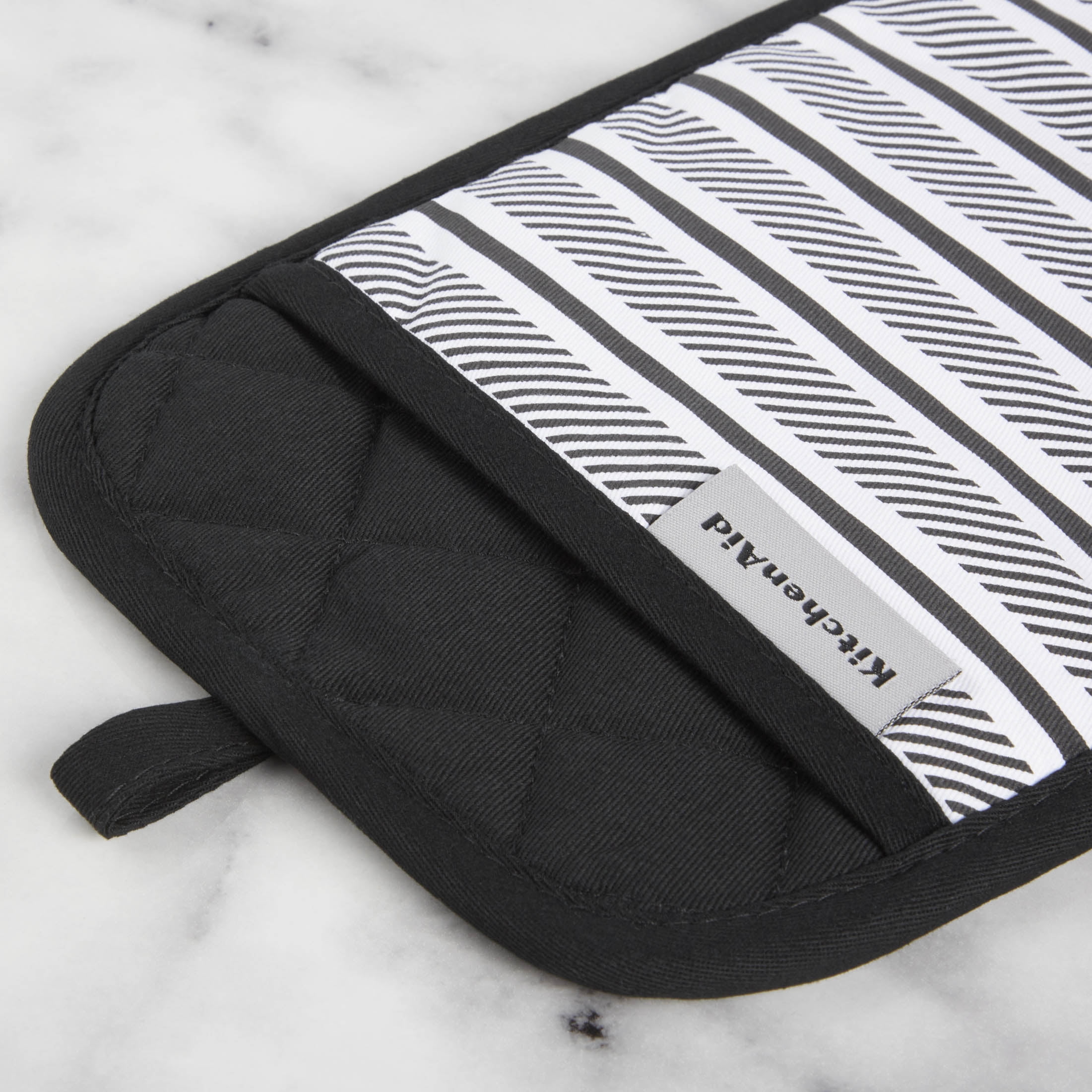 KITCHENAID Albany Pot Holder 2-Pack Set, Matte Black, 7"x10"