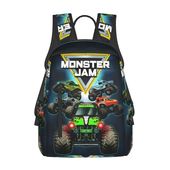 Cartoon Anime Monster Truck Jam Backpack - Travel School Daypack Laptop Pocket Lightweight Durable Bookbag