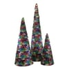 Christmas Mardi Gras Tinsel Trees Set / 3 Decorate Fringle Multi Colors Ms6510