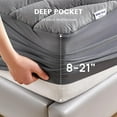 thumbnail image 4 of Sleep Zone Grey Waterproof Mattress Pad King Size, Premium Soft Embossed Mattress Topper, Quilted Fitted Mattress Protector Cover with Elastic Deep Pocket (Grey, King), 4 of 7