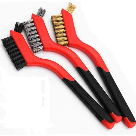 

Wire Brush Set for Cleaning Rust Removal in Holes 3pcs Brass/Stainless Steel/Nylon Brushes