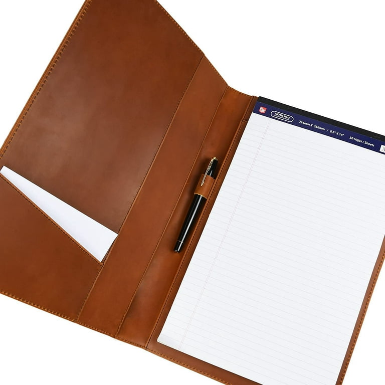 LeatherBelief Leather Portfolio, 8.5x14 Folio Document Organizer, Hand  Made Notepad Holder, Ultra Thin Leather Legal Padfolio Organizer Case for