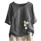 thumbnail image 1 of Blusas de Manga Corta para las Mujeres Impresas Cuello Redondo Camiseta Casual, Blusa de Algodón de Imitación para las Mujeres, 1 of 4