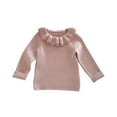 thumbnail image 3 of Swuxness Girls' Long Sleeve Knit Sweater, Toddler Fall Pullover Tops, Girls Solid Color Sweater with Ruffled Crew Neck Comfortable Casual Base Layer Top Soft Wear Pink, 3-4 Years, 3 of 5