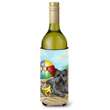 Carolines Treasures Cairn Terrier At the Beach Wine Bottle Hugger Wine Bottle multicolor