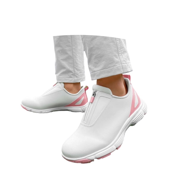 Win s Way Men's Spikeless Golf Sneakers, Breathable Mesh Athletic Shoes with Zipper Closure