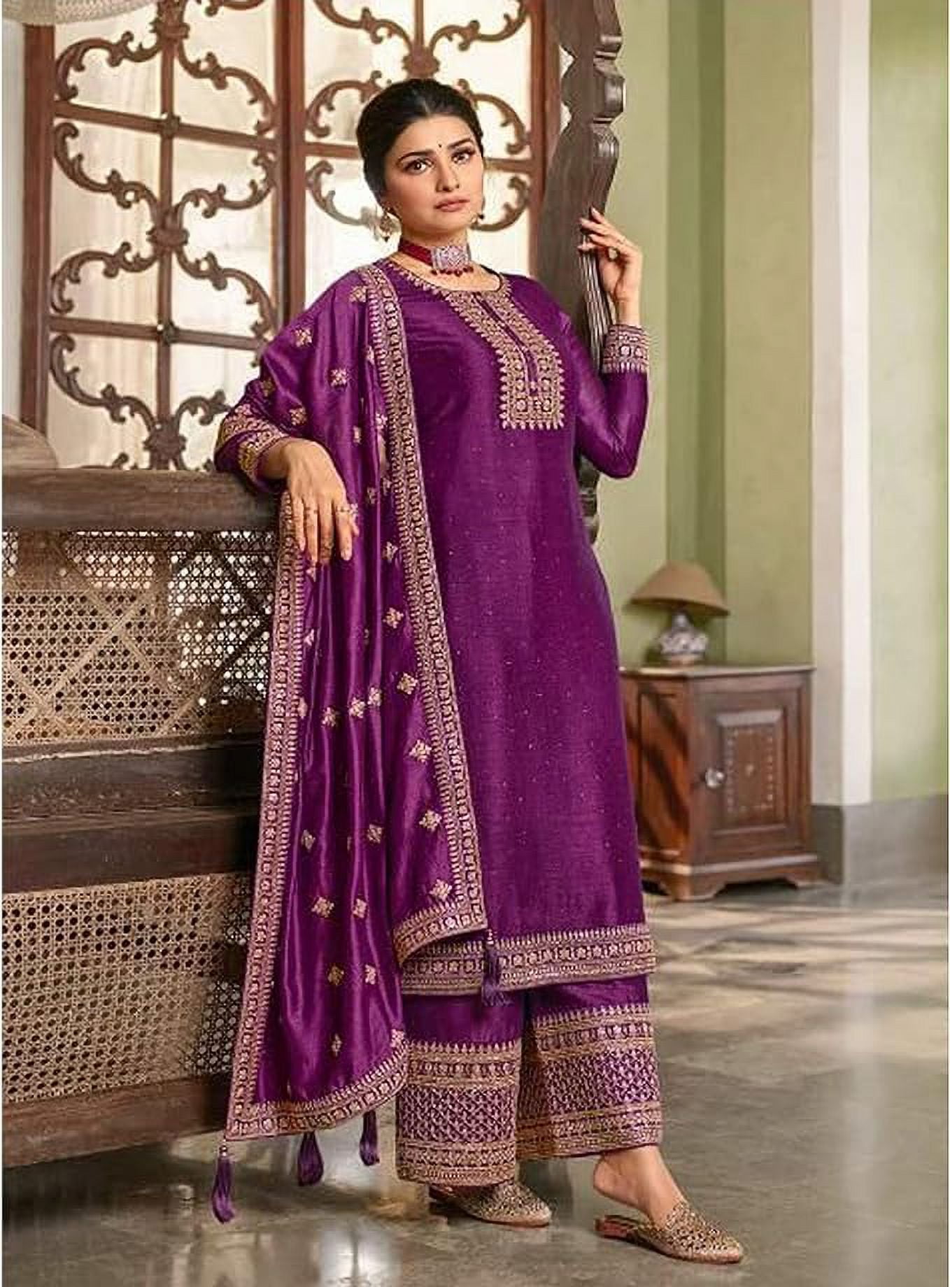 open lace back dress ANAYA PURPLE NET EMBROIDERED DRESS | UNSTITCHED PARTY WEAR main image 0