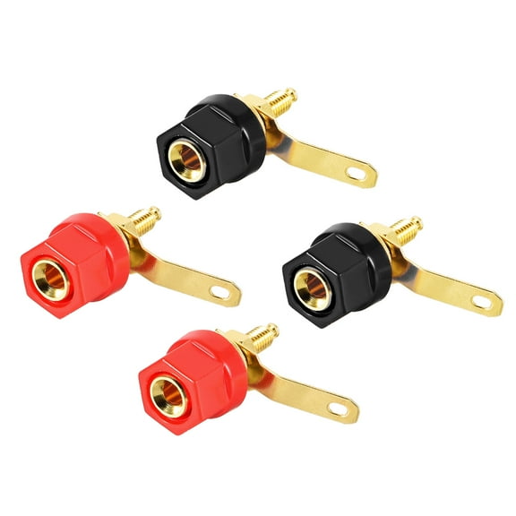 2 Pairs Binding Post Terminal, M4 Thread Power Amplifier Speaker Connector Banana Plug Jack Socket 1.14-inch Length