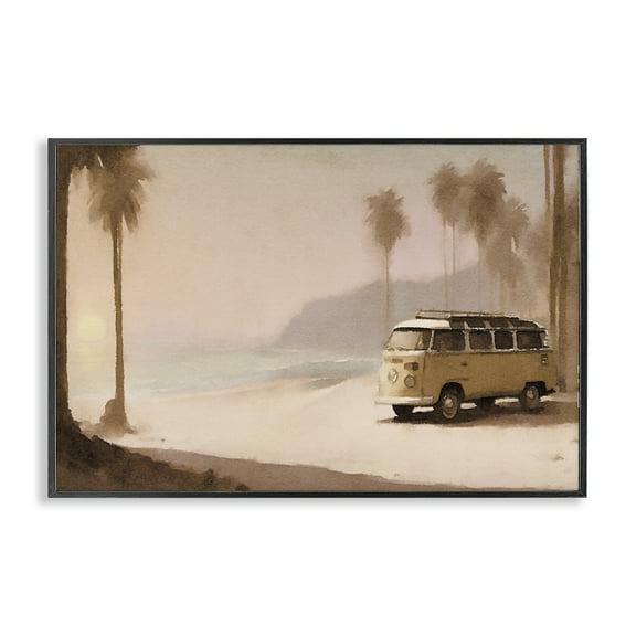 Stupell Industries Tranquil Beach Day Nautical & Beach Painting Black Framed Art Print Wall Art, 24 x 16