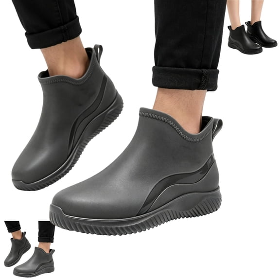 YOUYEDIAN Rain Boots Men Lightweight Rubber Waterproof Garden Shoes Outdoor Breathable Non-Slip Ankle Booties