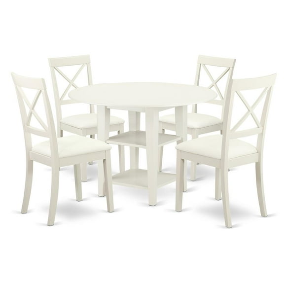 East West Furniture Dining Room Set Linen White, SUBO5-LWH-LC