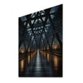 thumbnail image 2 of Designart "Suspension Bridge Charcoal Blue Wonder II" Cityscapes Print on Natural Pine Wood, 2 of 5