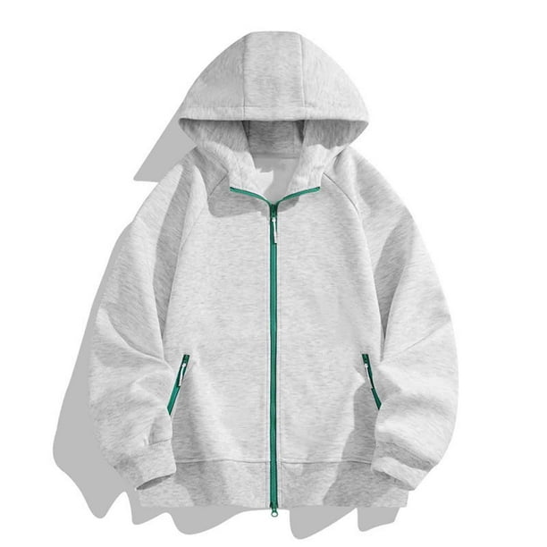 pstuiky camisa de manga larga para hombre, Sudadera con capucha y manga larga para hombre, deportiva, holgada, con cremallera y bolsillo con cordón, de color liso y a la moda m
