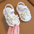 thumbnail image 2 of Shadoumai Baby Girls' Flat Sandals With Adjustable Strap Flower Closed Toe Hollow Lightweight Soft Sandals Summer Beach Shoes (Beige, 4 Infant), 2 of 6