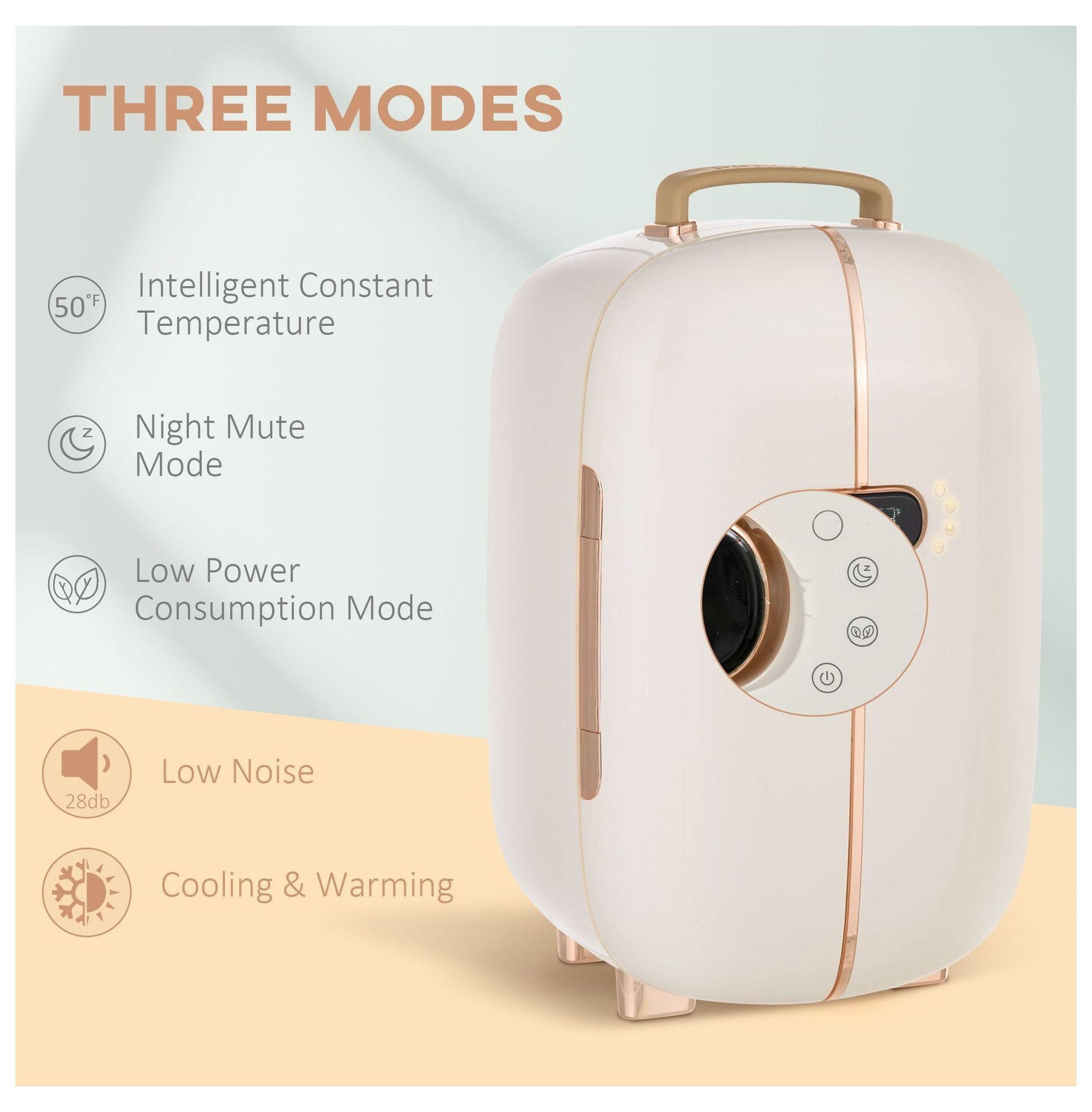 Skincare Fridge 12L - Beauty Refrigerator with LED, Timer & Dual Doors - Cooler & Warmer for Makeup, Skincare - White