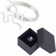 thumbnail image 1 of Anillo de plata de ley 925 en blanco de 0,59 x 0,71 pulgadas, con forma de puño abierto, ajustable, con garra y engaste giratorio, con caja de regalo., 1 of 6
