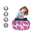 thumbnail image 2 of Oriental Storage Toy Bag Chair, Ornamental Chunky Bird in Floral Details and Polka Dots, Stuffed Animal Organizer Washable Bag, Large Size, Violet Pink, by Ambesonne, 2 of 3