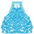 thumbnail image 2 of Xnihocha Sequin Crop Top for Girls Metallic Shiny Sleeveless Halter Hip Hop Jazz Latin Dance Costume Light Blue 10, 2 of 6