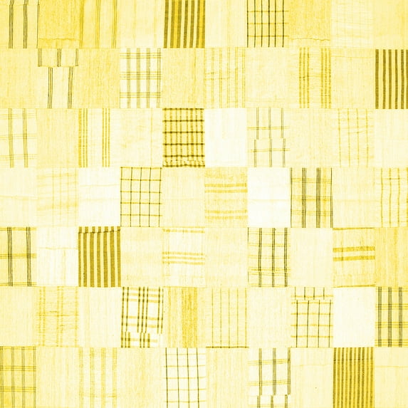 Ahgly Company Indoor Square Solid Yellow Modern Area Rugs, 6' Square