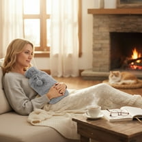 Cute Water Filled Hot Water Bag, Large Capacity Rubber Thermal Bag for Winter, Heat Retention, Soft Velvet Cover, Warm Bed, Body Comfort, Safe and Reusable Hot Water Bag for Home or Office