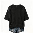 thumbnail image 3 of Dweltoz Halloween Witch T Shirt for Women Full Moon Flying Witch Graphic Crewneck Vintage Gothic Washed Oversized Short Sleeve Sweatshirt Fall Top,Navy 2XL, 3 of 3