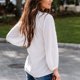 thumbnail image 4 of Whataatahia Blusa de manga larga para mujer, cuello en V profundo, puños ajustados, color puro, ajuste holgado, informal, camisa blanca L, 4 of 6