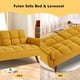 thumbnail image 3 of Linen Futon Sofa Bed Loveseat, Adjustable Backrest Convertible Sleeper Reclining Couch with Tapered Wood Legs, Yellow My Lux Decor Round, 3 of 11