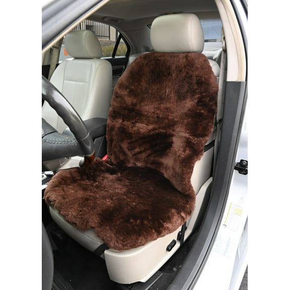 Universal Sheep Skin Seat Cushion W/O Headrest Cover Brown