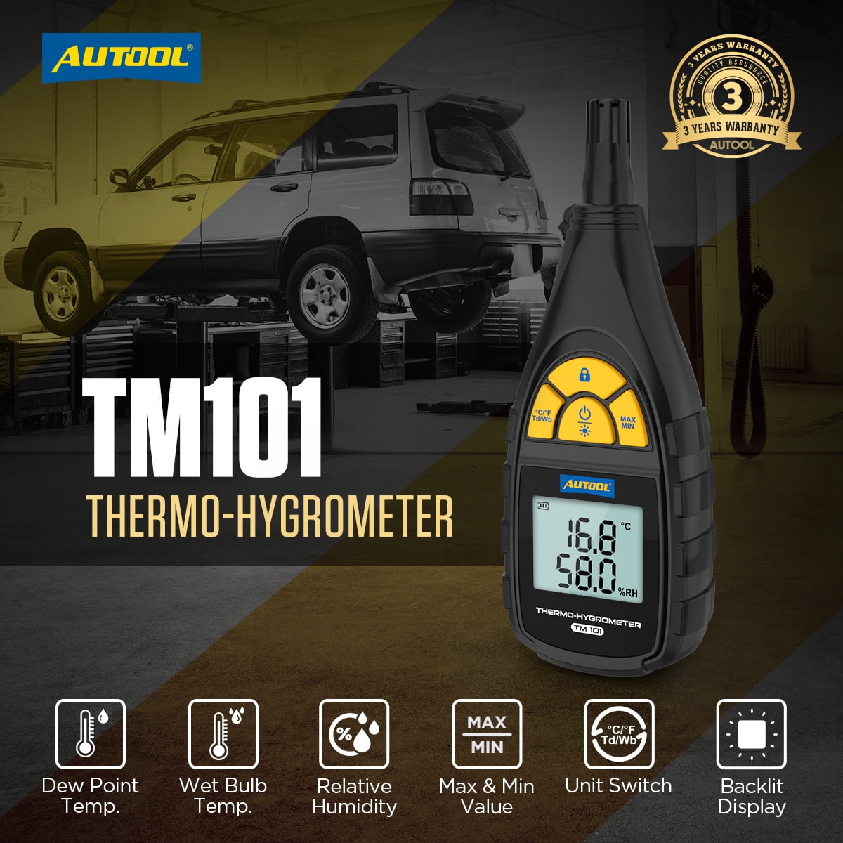 AUTOOL TM101 Digital Thermohygrometer Indoor Thermometer & Hygrometer Temperature Humidity Meter Sensor Monitor Tester for Home Greenhouse Baby Room Office