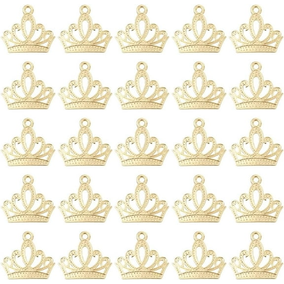 1 Box 60Pcs Gold Crowns Charms Princess Charms Bulk Alloy Metal Dangle Hollow Cute Flat King Queen Small Lovely Tiara Pendants for Jewelry Making Supplies DIY Earring Bracelet Women